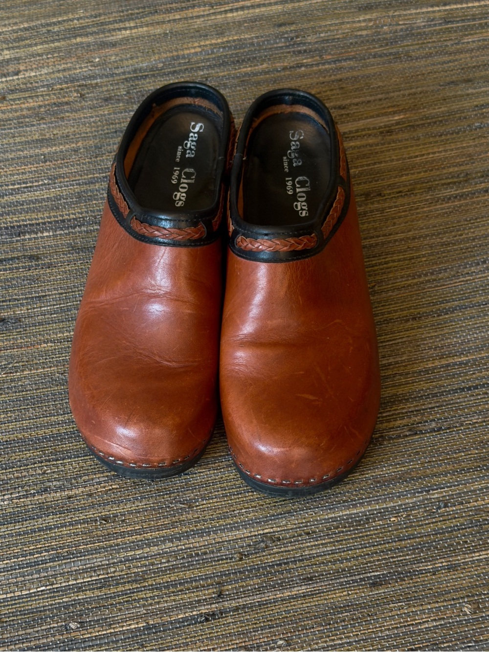 VTG Saga  Brown Leather Slip On Swedish  Mules/Clogs US 9 / EU 40 - Picture 5 of 10